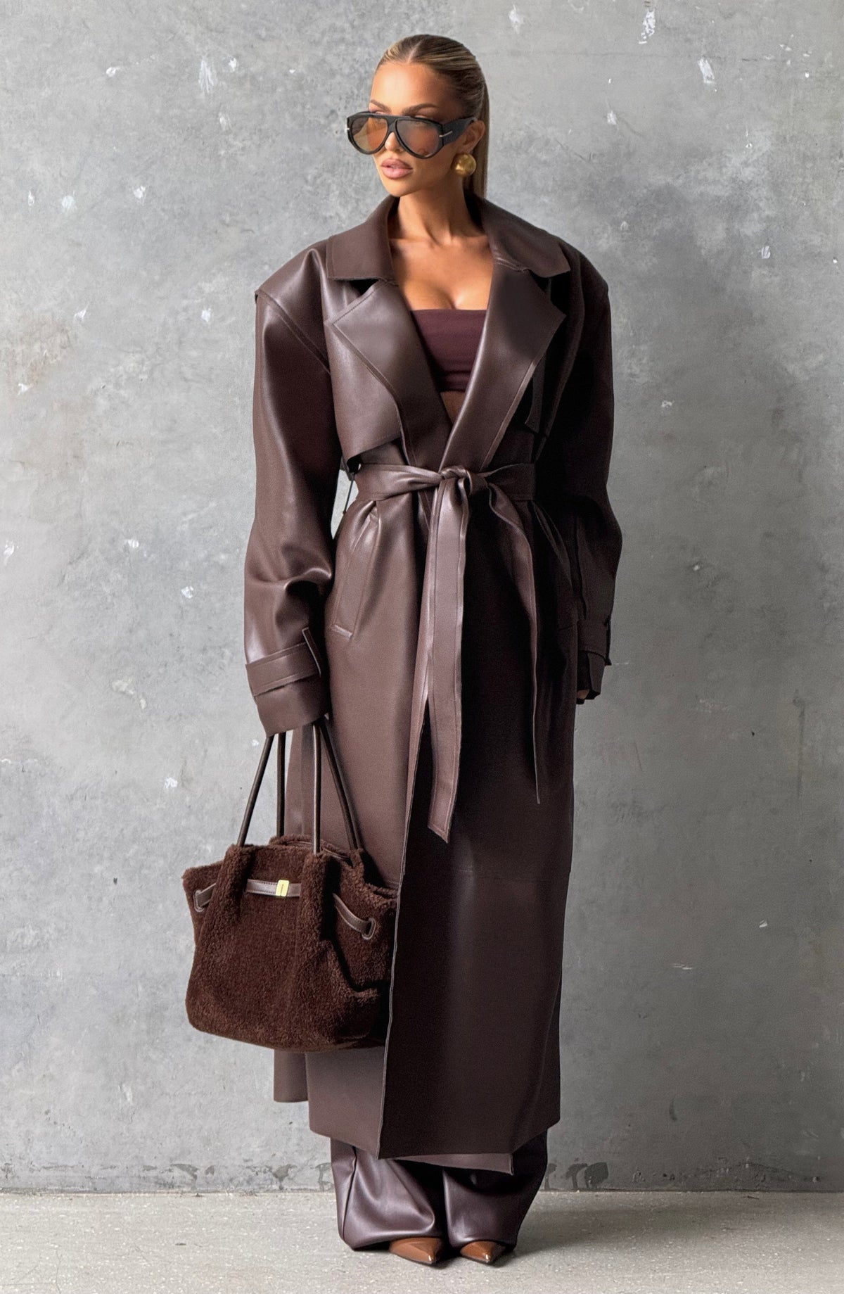 Brigitte Trench Coat in Plum Brown