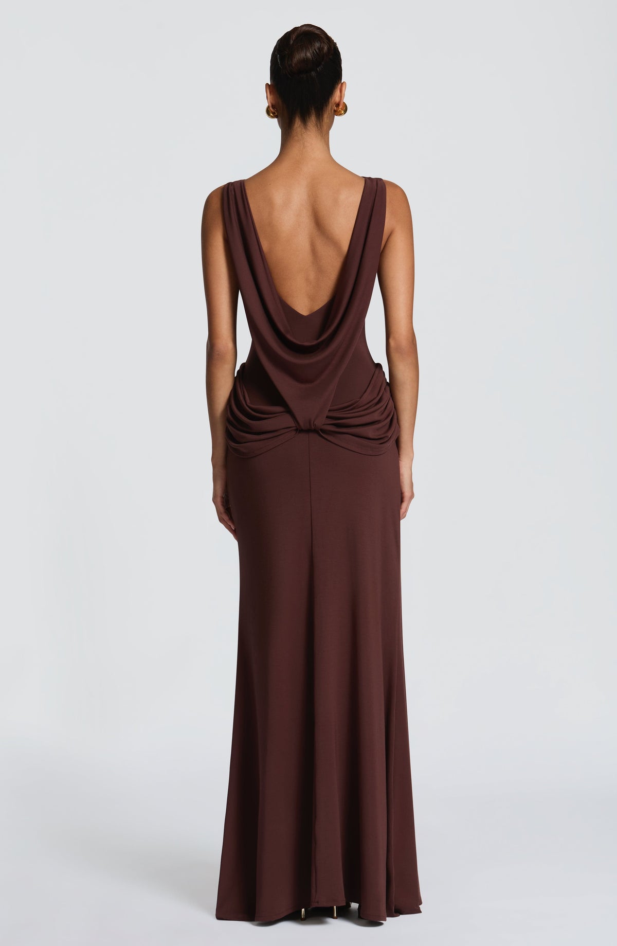 Bruna Maxi Dress in Plum Brown