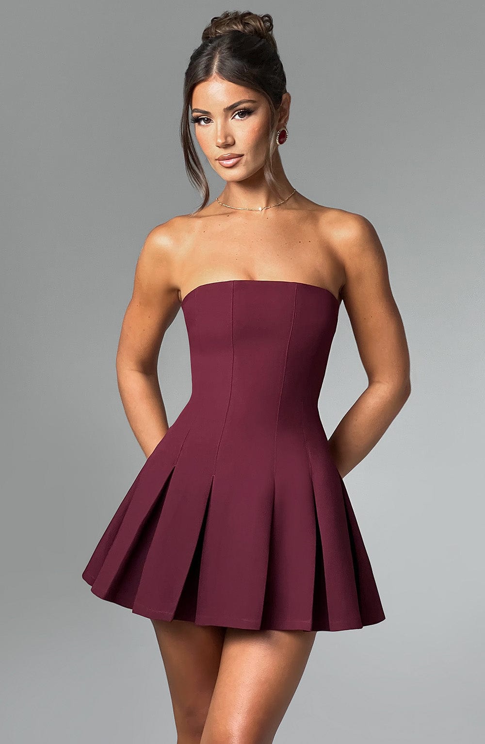 Bryony Mini Dress in Cherry Lacquer