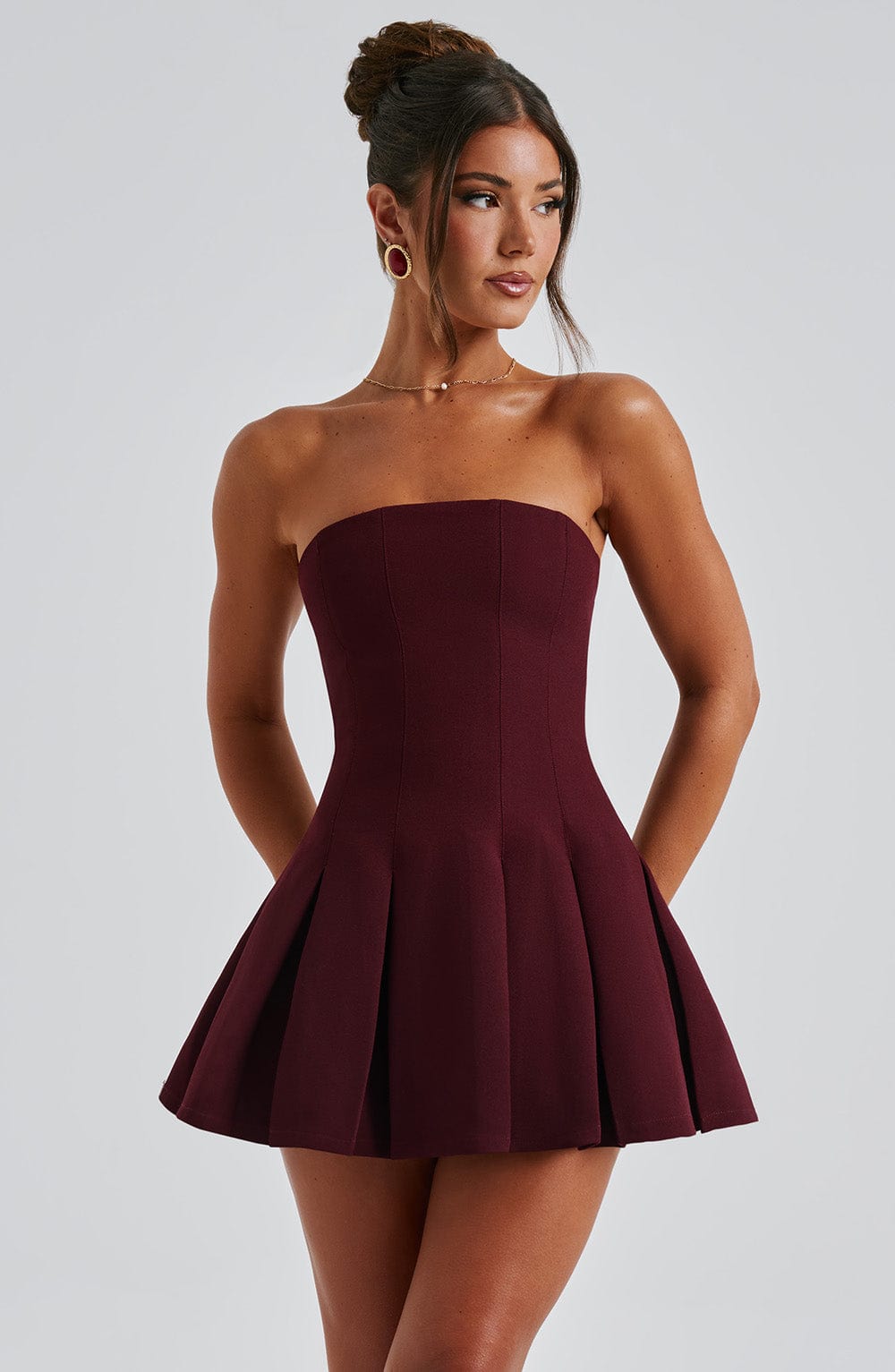 Bryony Mini Dress in Cherry Lacquer