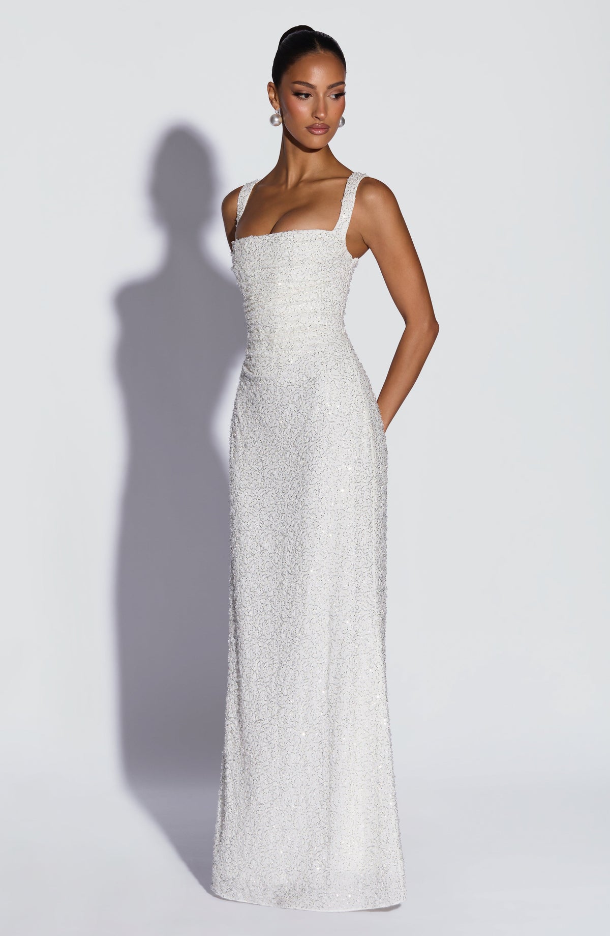 Calandra Maxi Dress in Ivory Sparkle