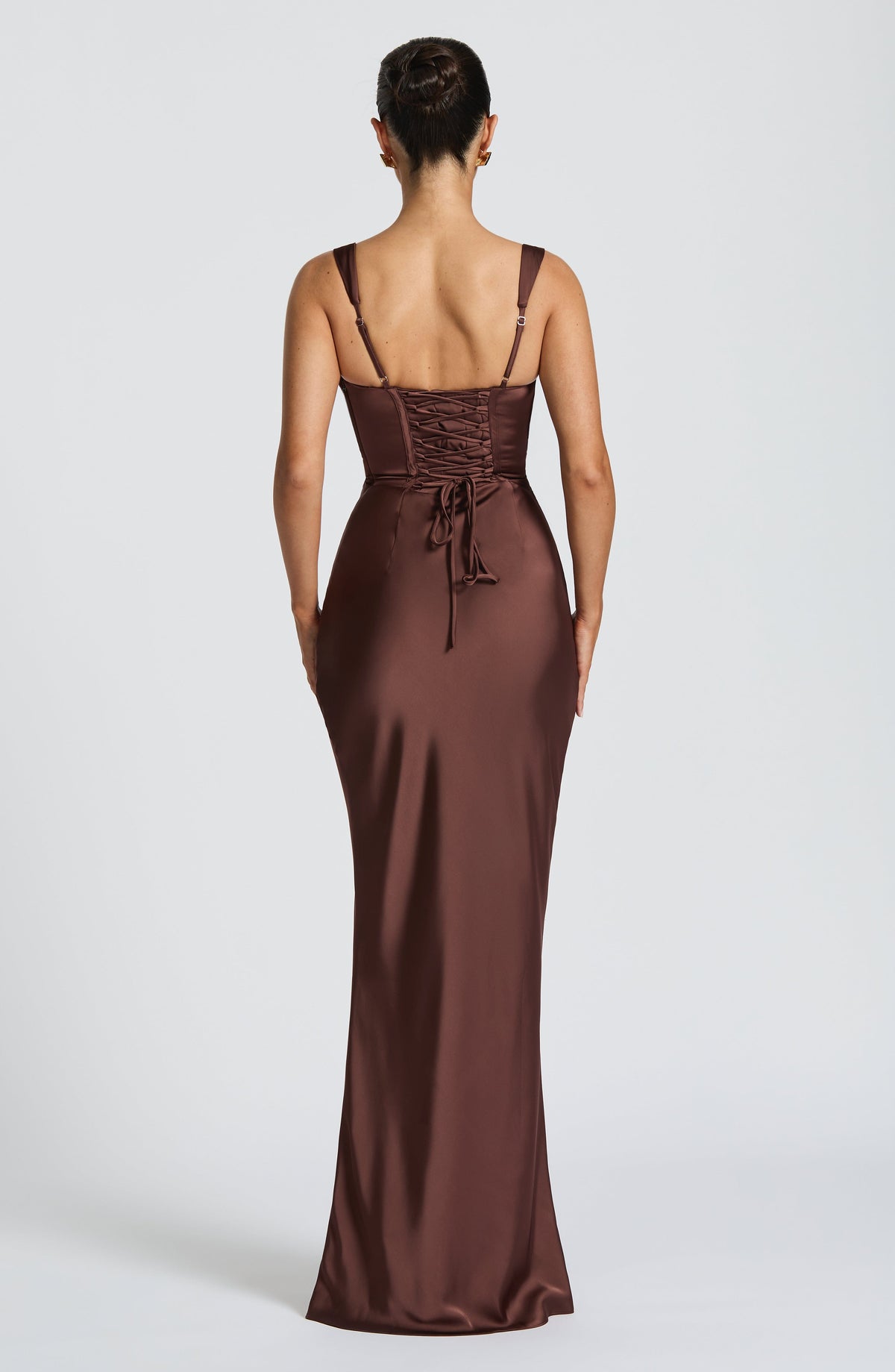 Calandra Maxi Dress in Plum Brown