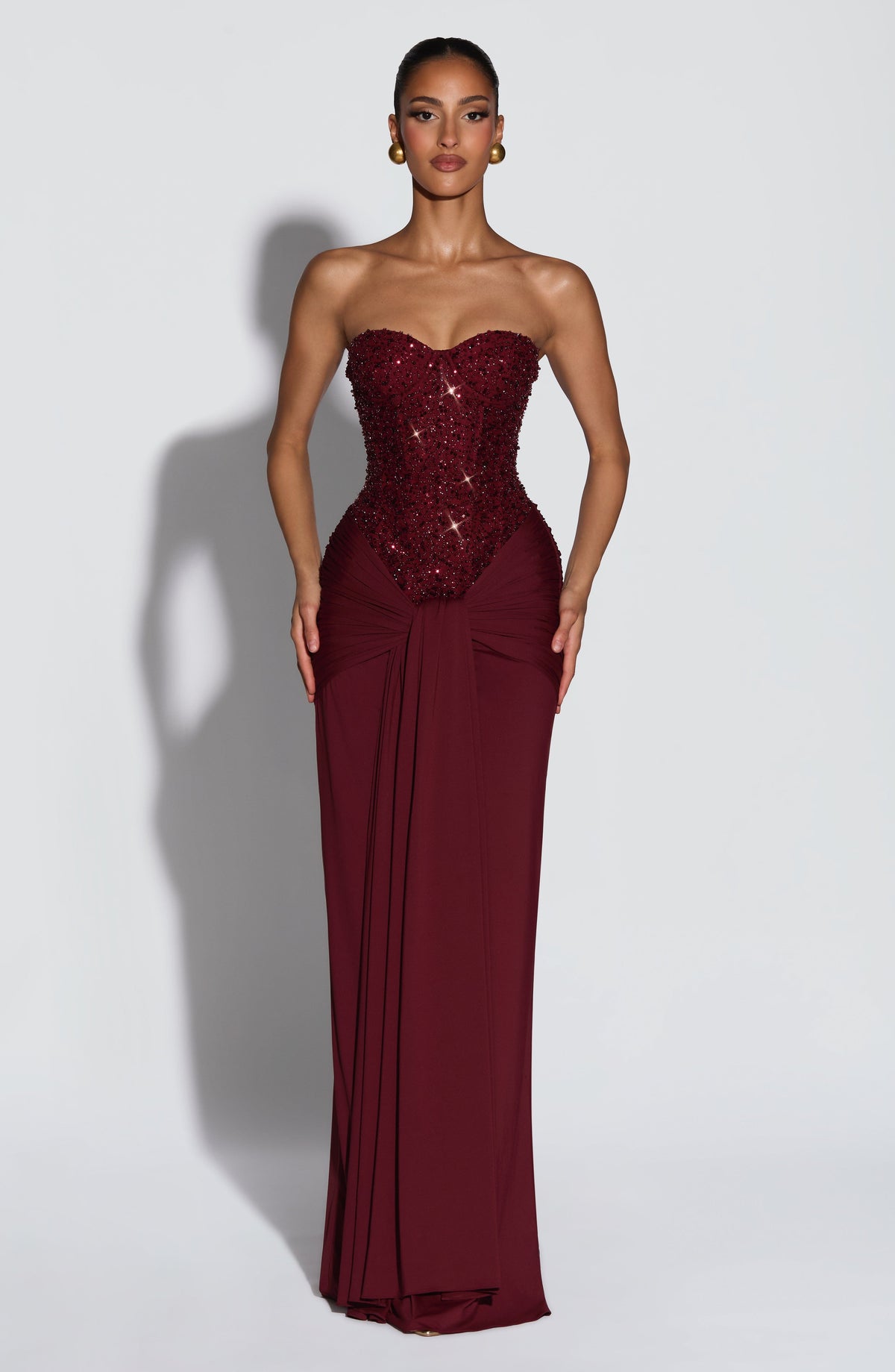 Carina Maxi Dress in Burgundy