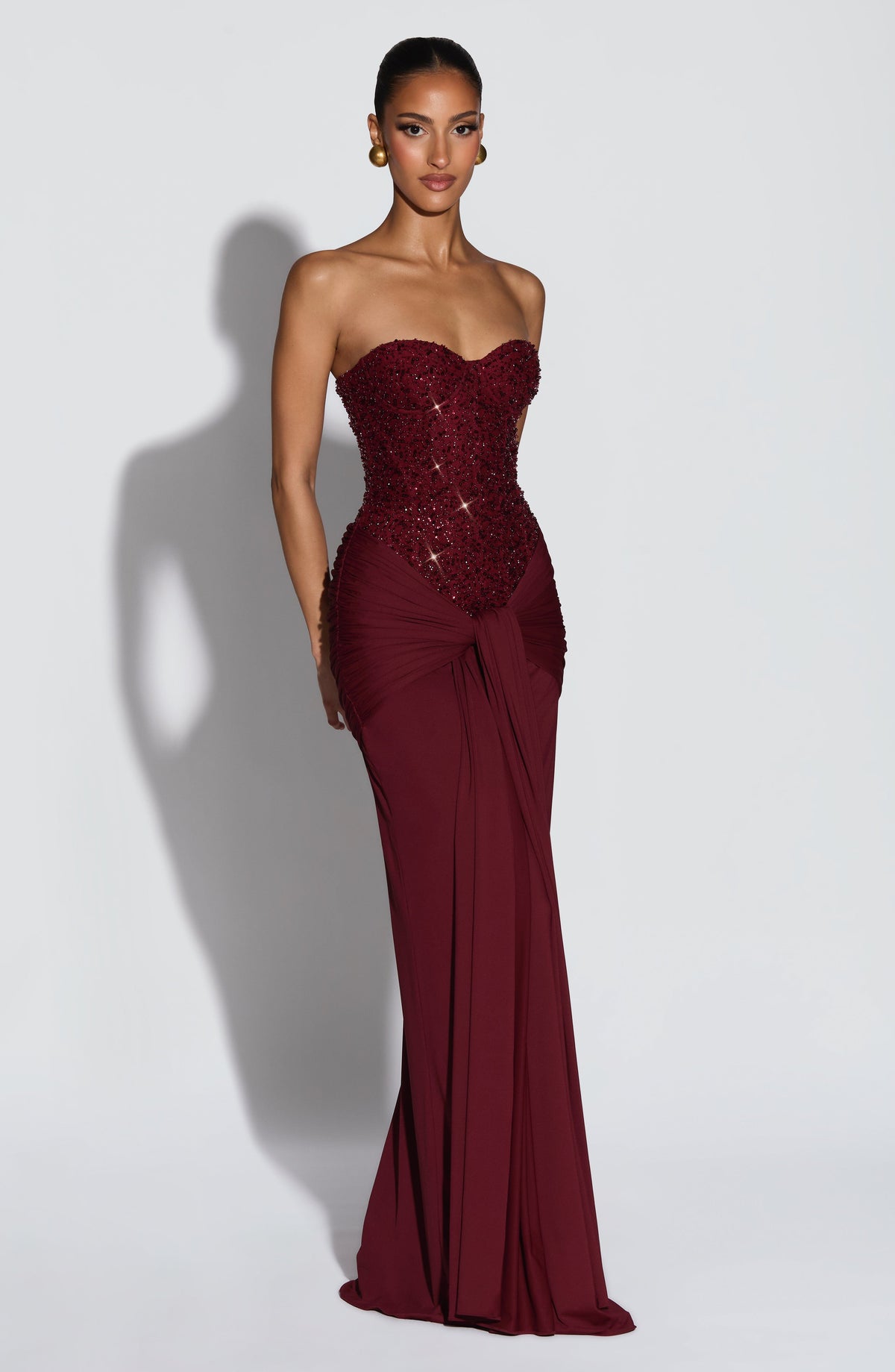 Carina Maxi Dress in Burgundy