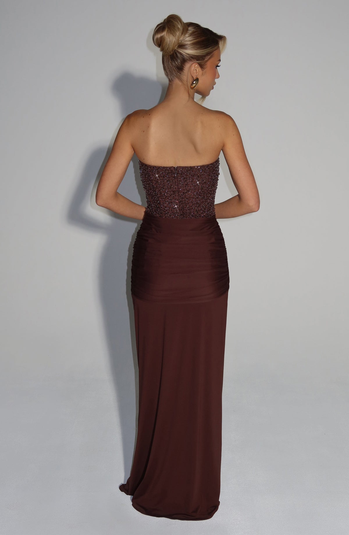 Carina Maxi Dress in Plum Brown