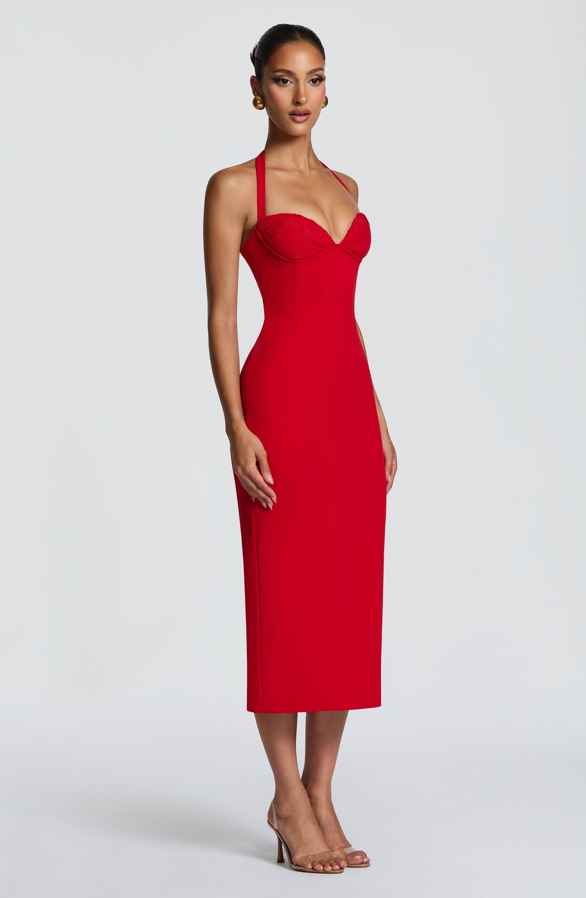 Cassiana Midi Dress in Red