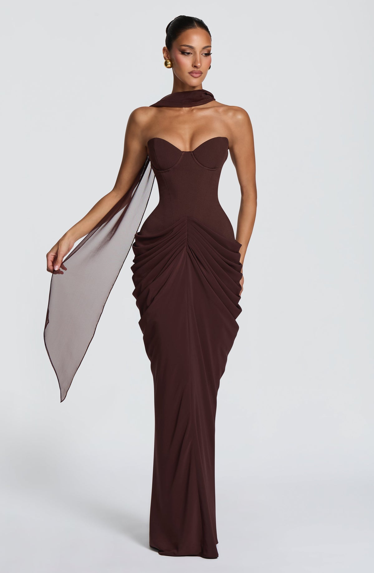Chiarra Maxi Dress in Plum Brown