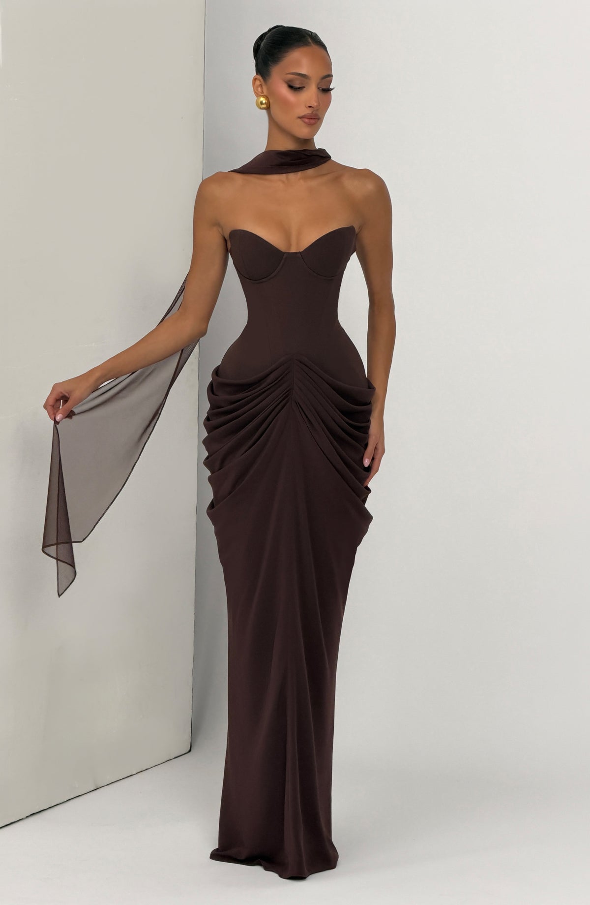 Chiarra Maxi Dress in Plum Brown