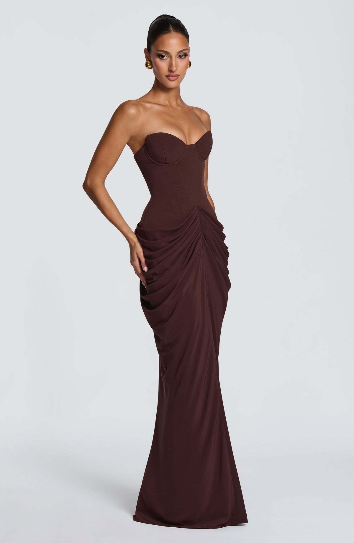 Chiarra Maxi Dress in Plum Brown