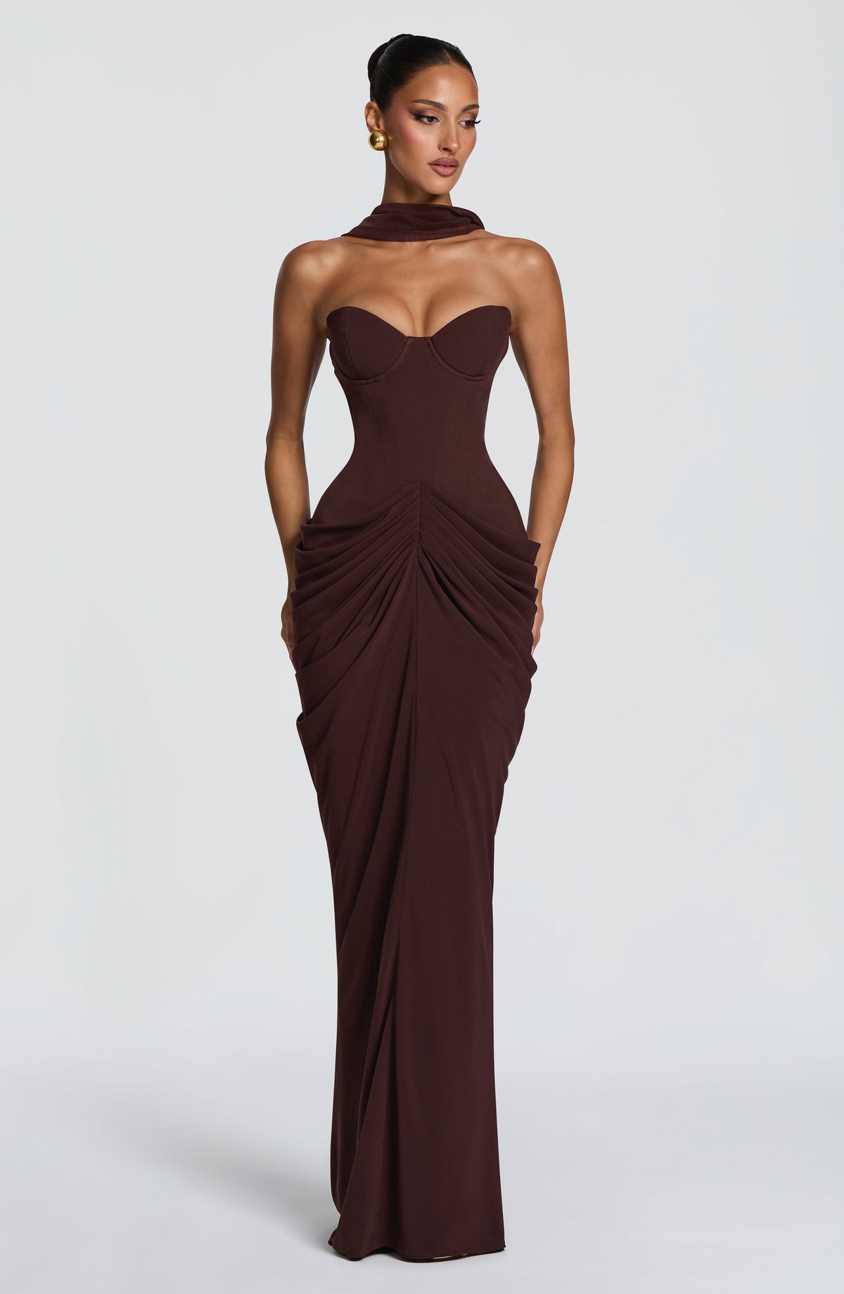 Chiarra Maxi Dress in Plum Brown