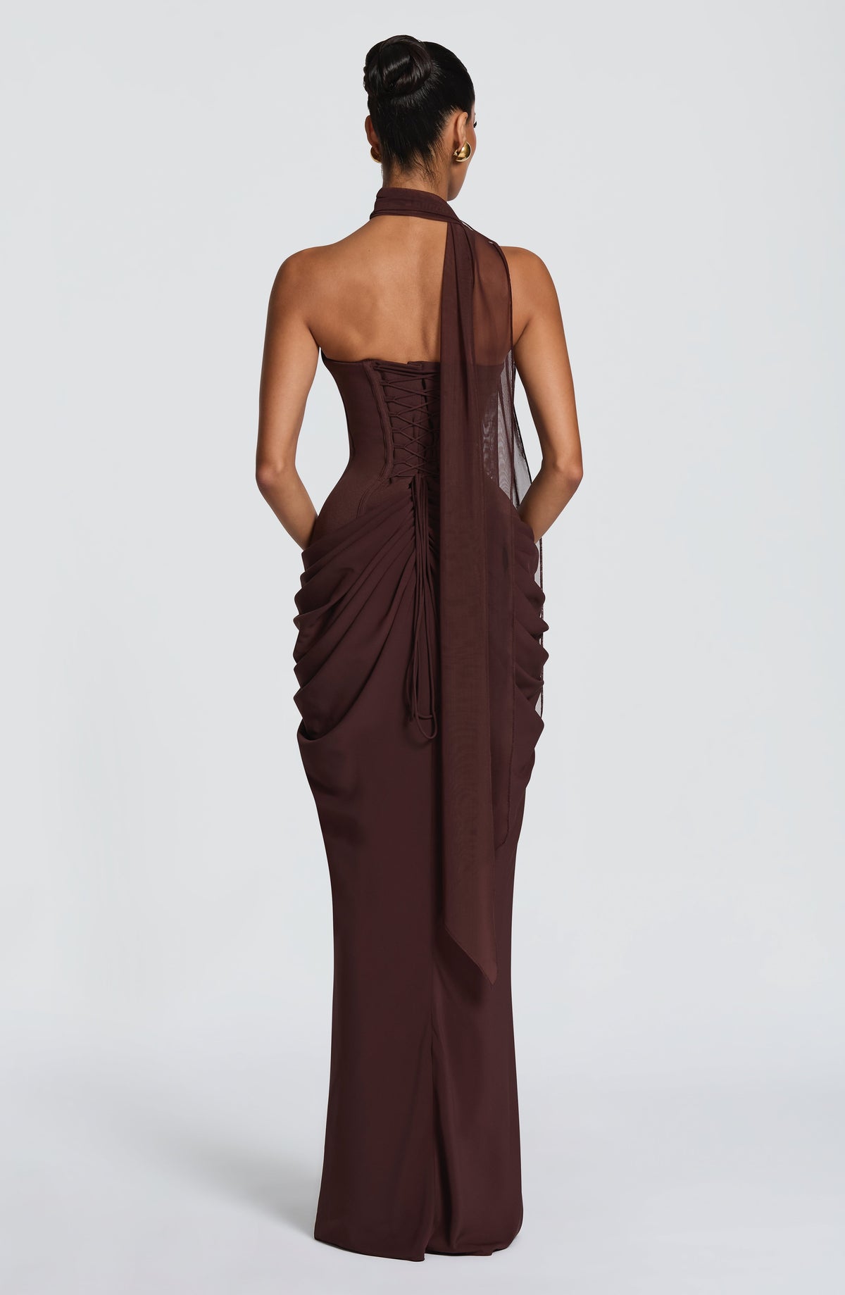 Chiarra Maxi Dress in Plum Brown