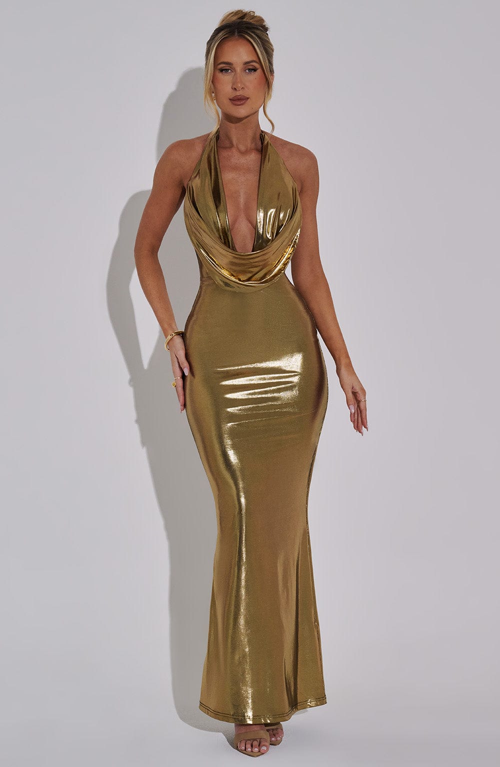 Chrisella Maxi Dress in Gold