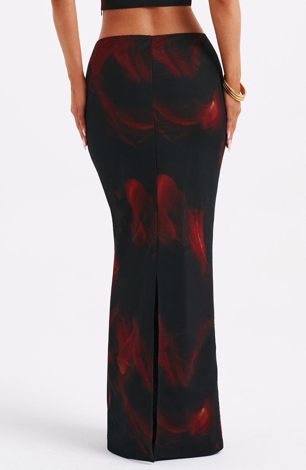 Chryselle Maxi Skirt in Fire Print