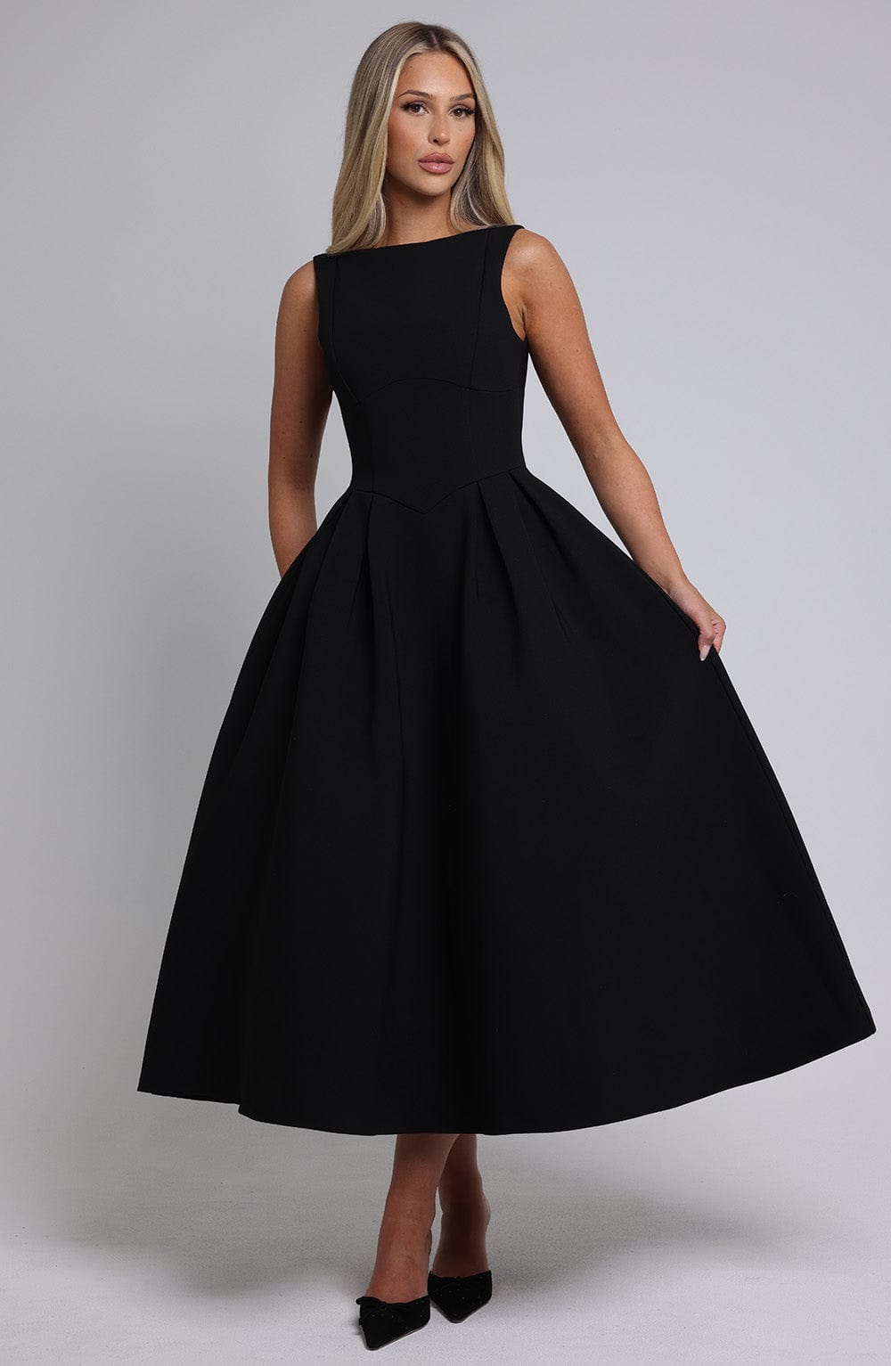 Clarabelle Midi Dress in Black