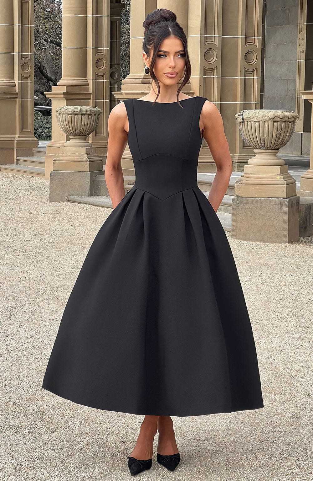 Clarabelle Midi Dress in Black