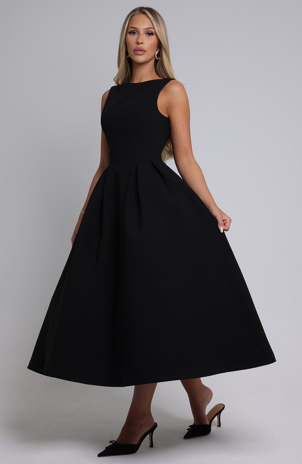Clarabelle Midi Dress in Black