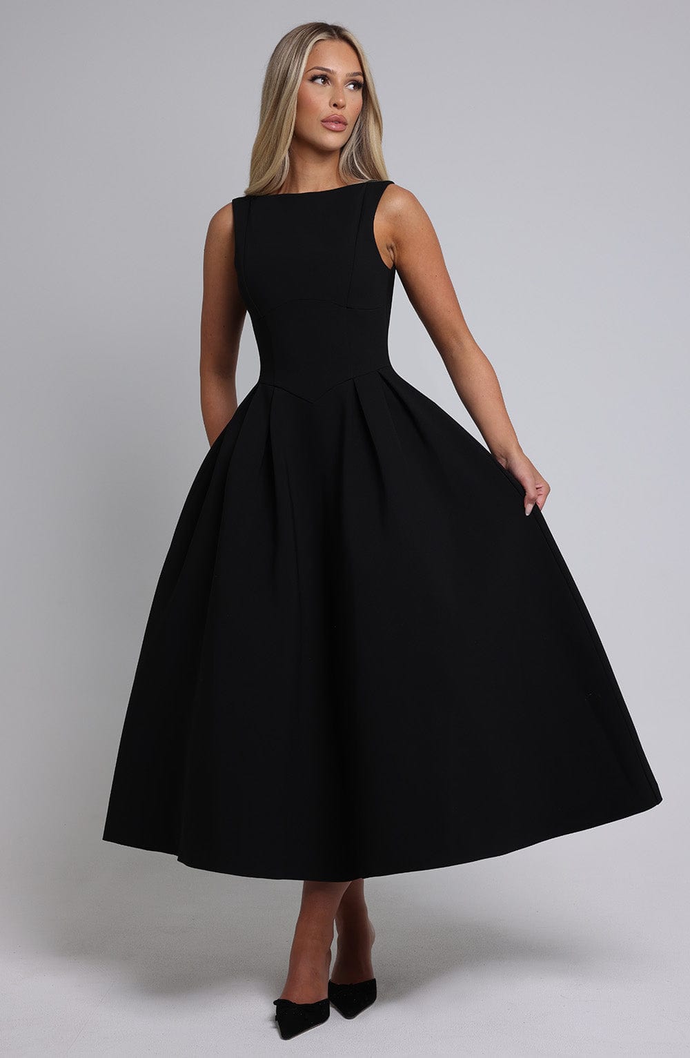 Clarabelle Midi Dress in Black