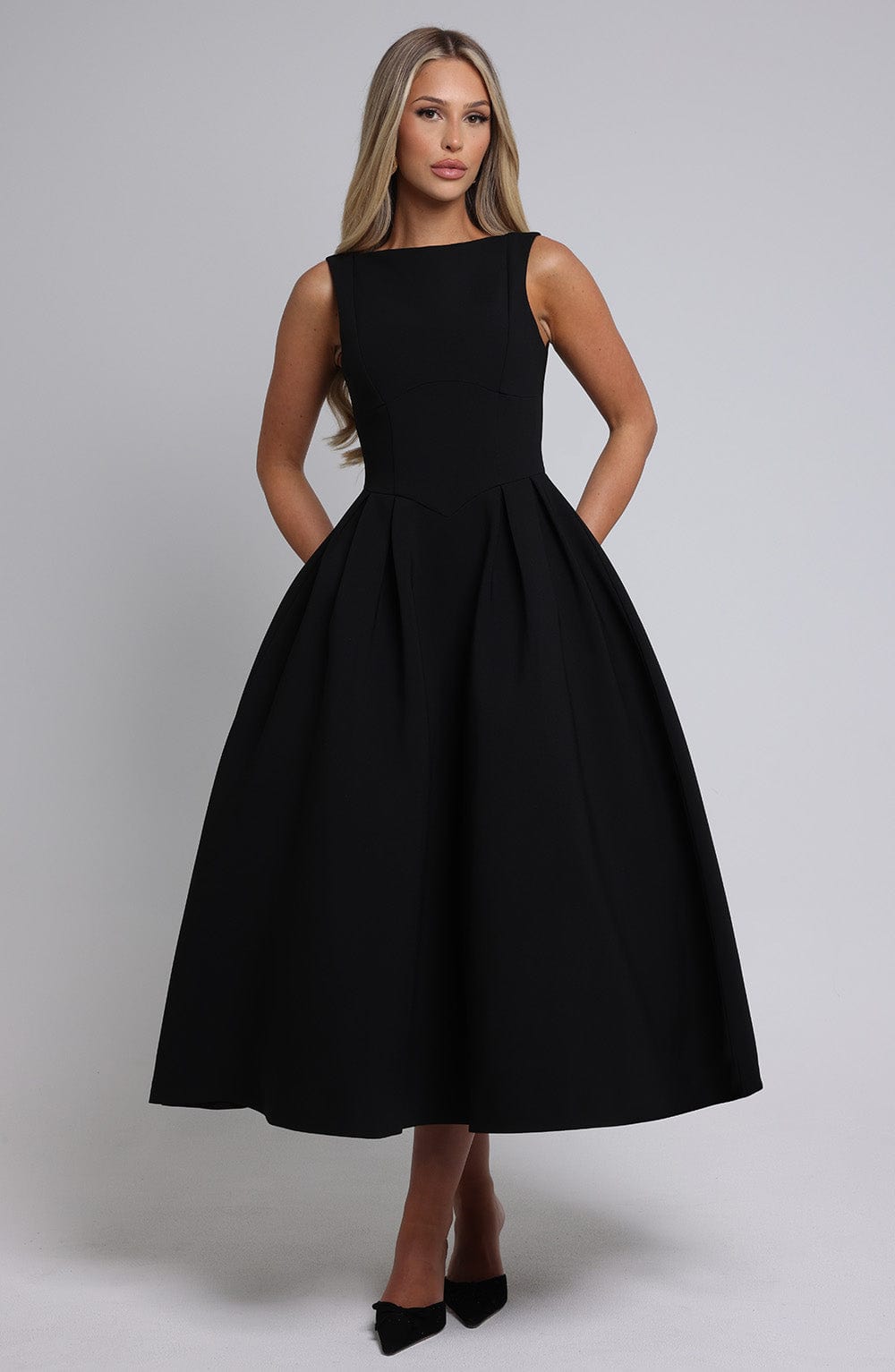 Clarabelle Midi Dress in Black
