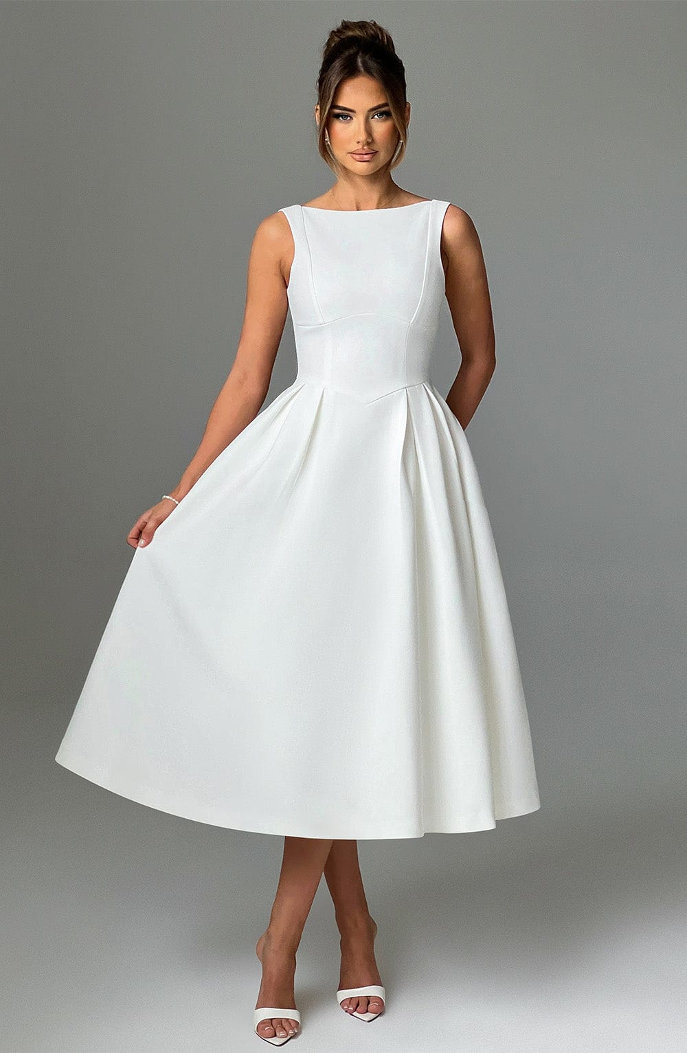 Clarabelle Midi Dress in Ivory