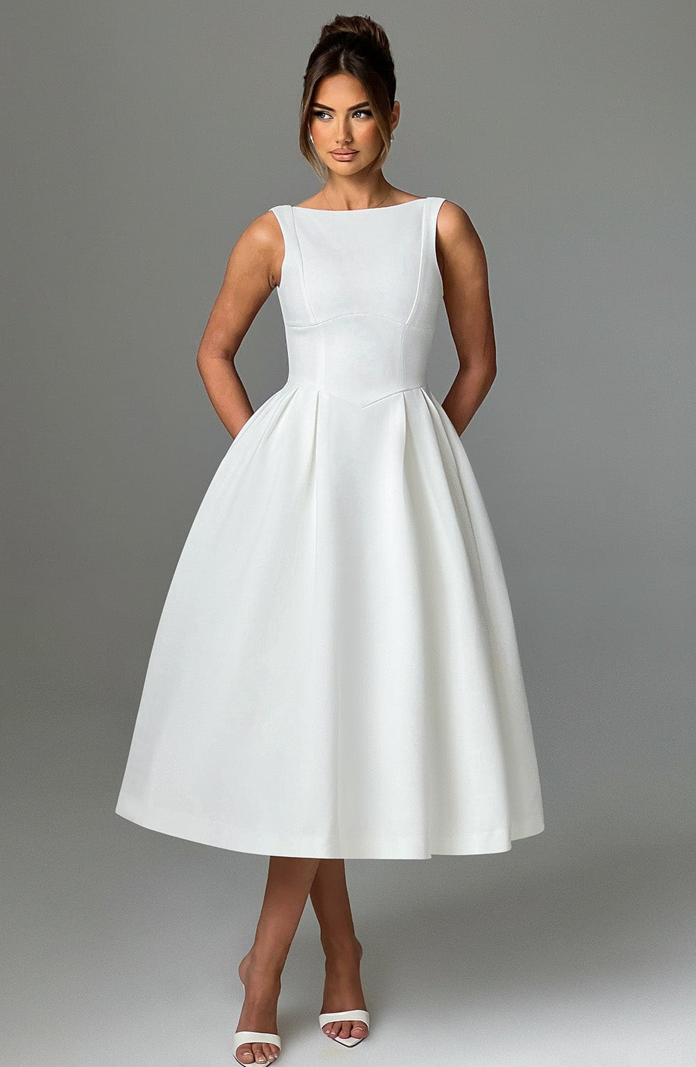 Clarabelle Midi Dress in Ivory