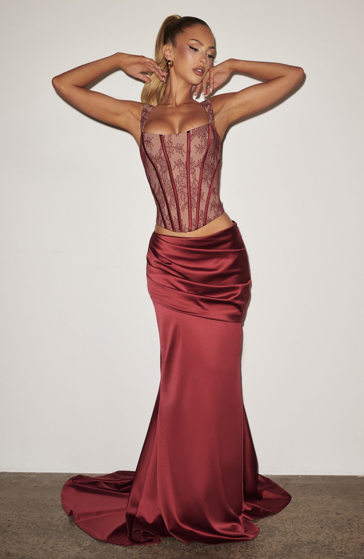 Claudine Maxi Skirt in Burgundy
