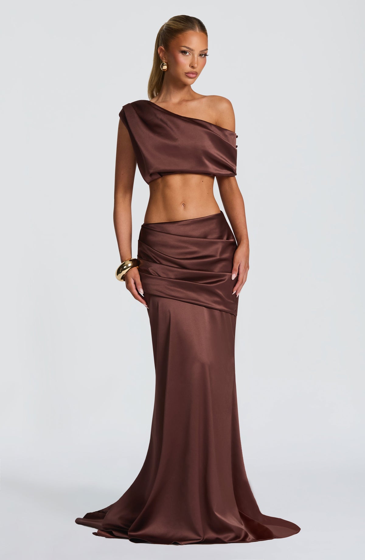 Claudine Maxi Skirt in Plum Brown