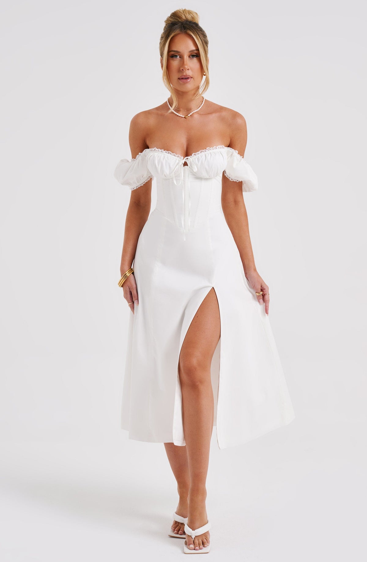 Courtenay Midi Dress in Ivory