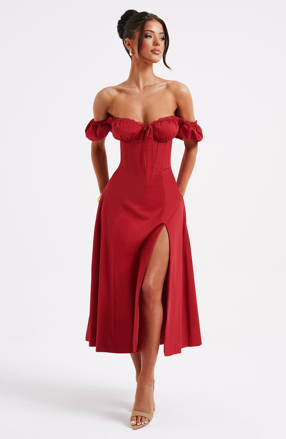 Courtenay Midi Dress in Red