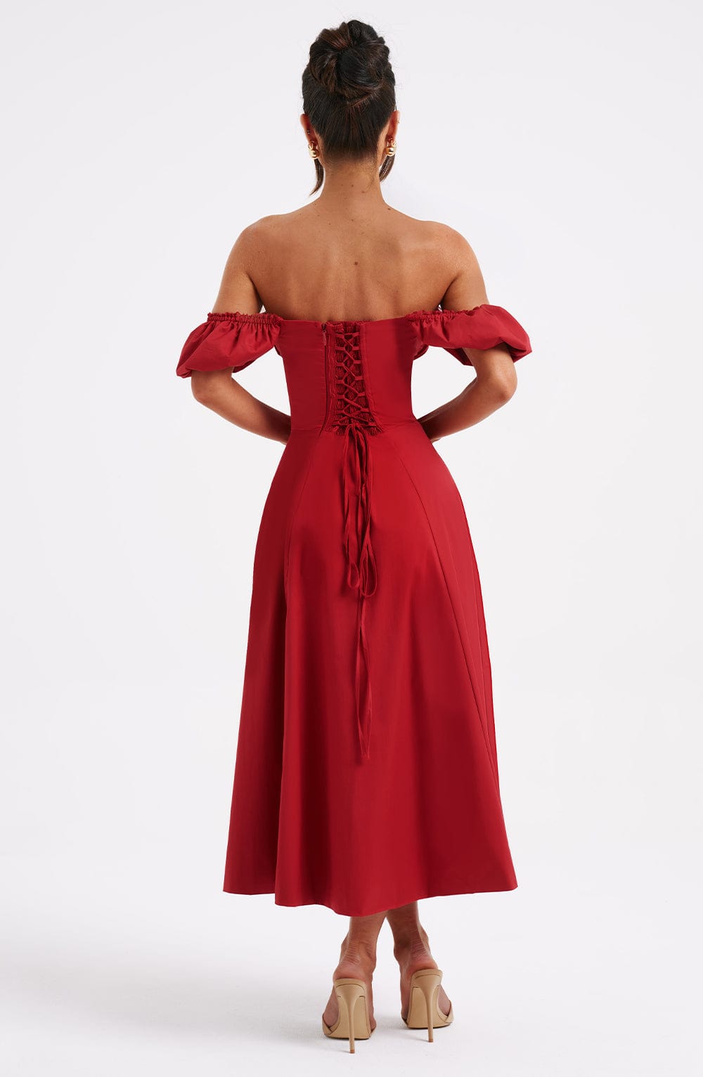 Courtenay Midi Dress in Red