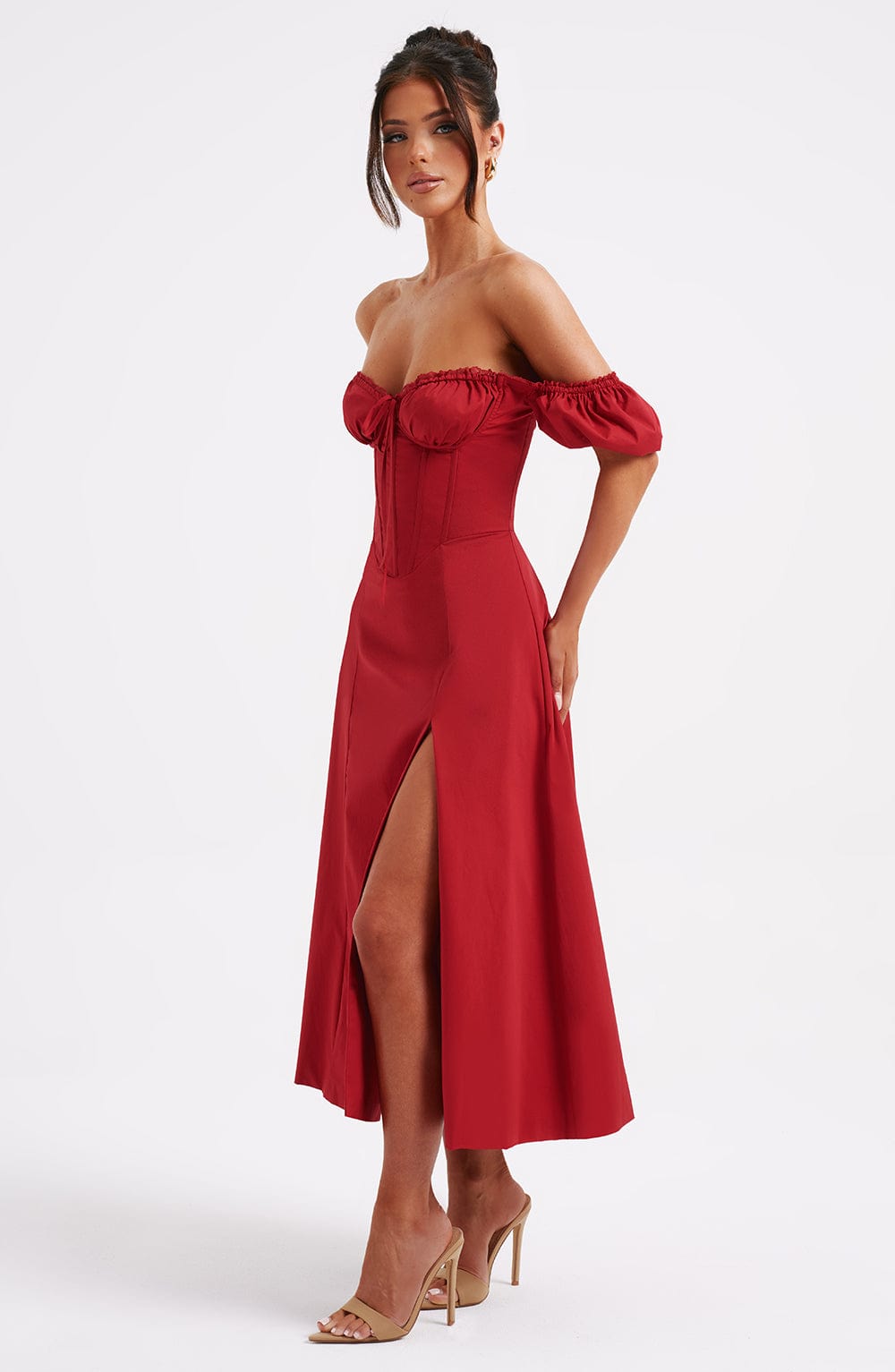 Courtenay Midi Dress in Red