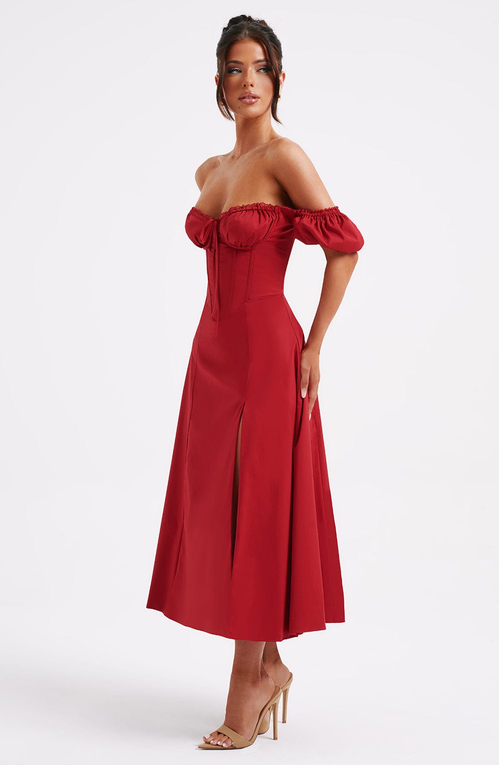 Courtenay Midi Dress in Red