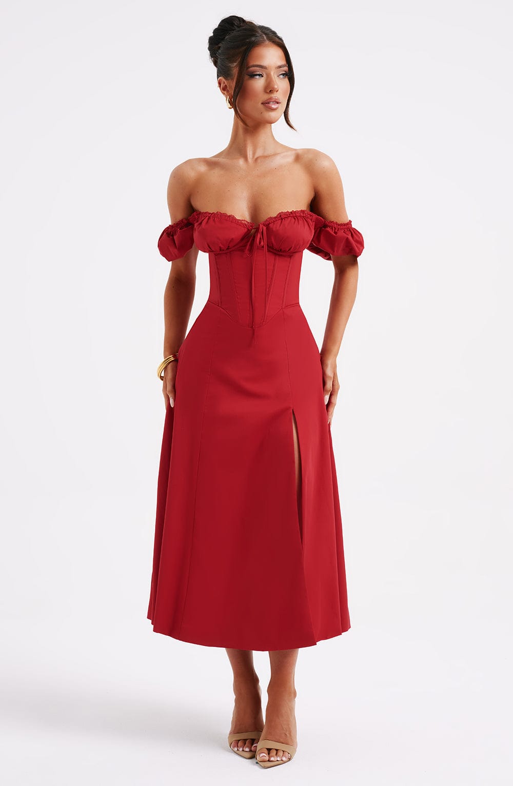 Courtenay Midi Dress in Red