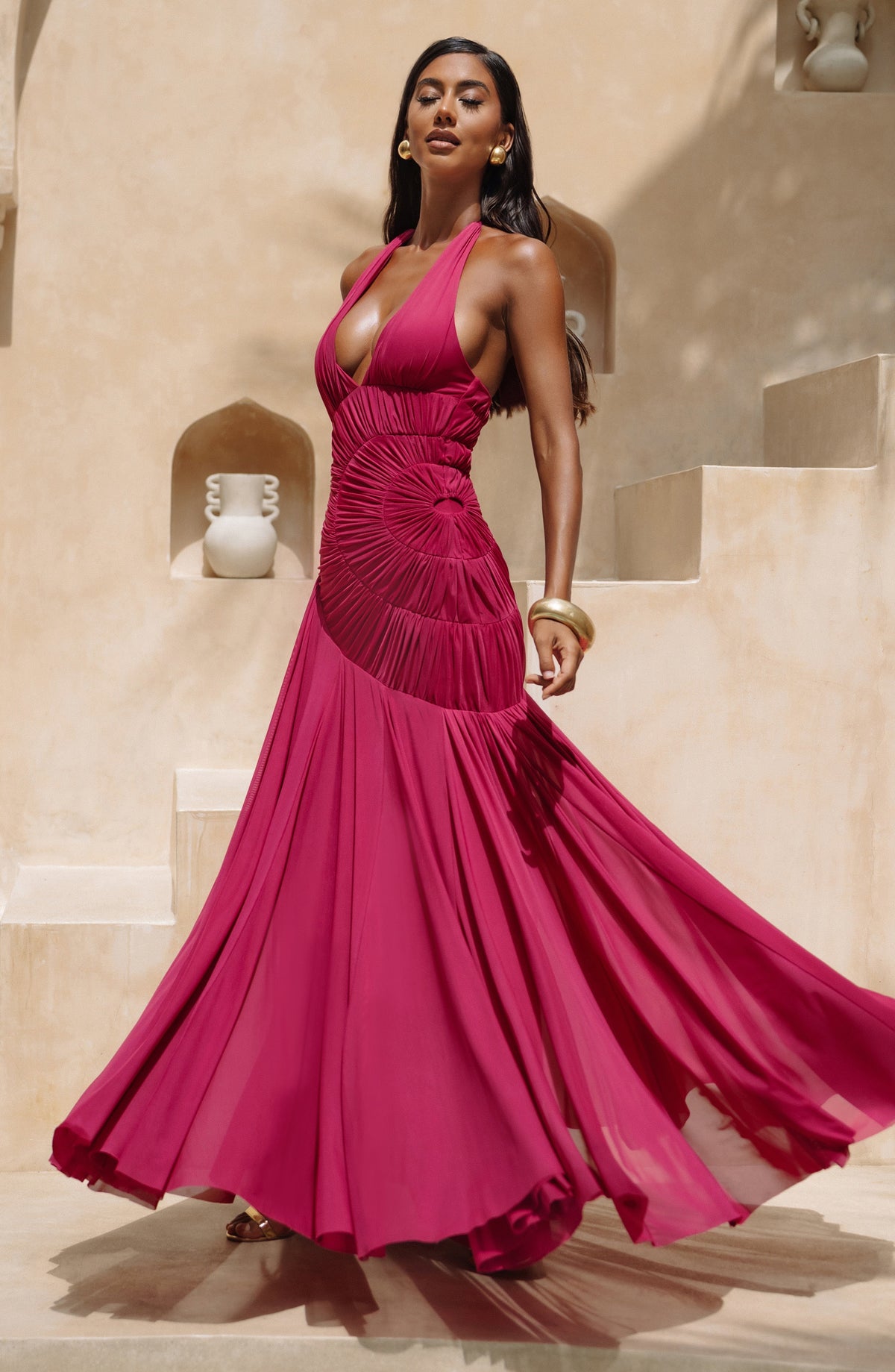 Covana Maxi Dress in Raspberry
