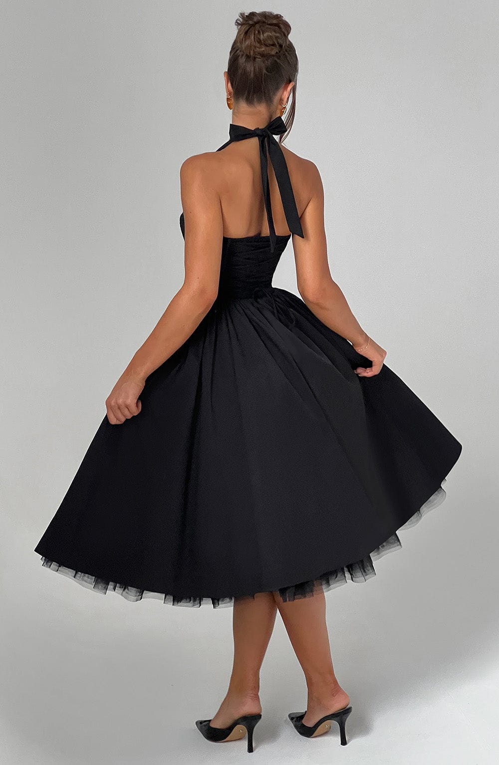 Cressia Midi Dress in Black