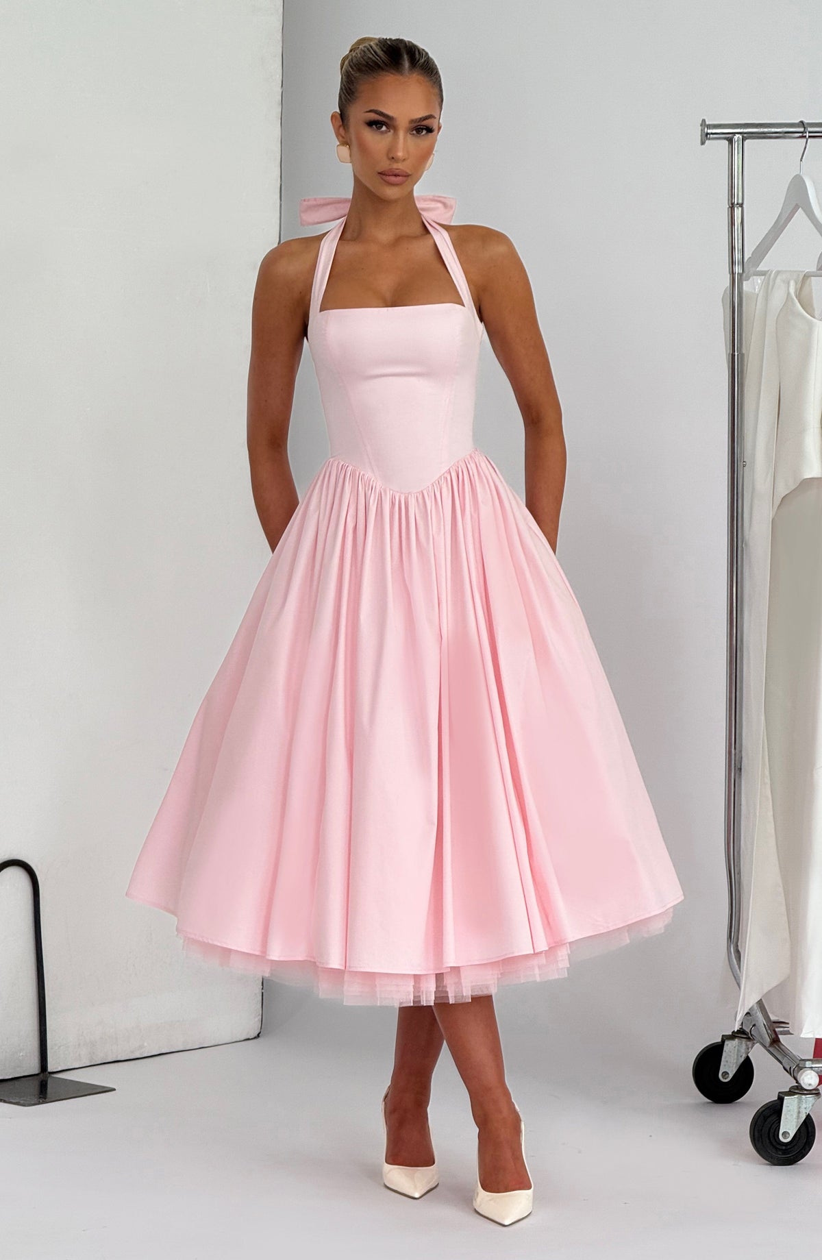 Cressia Midi Dress in Blush