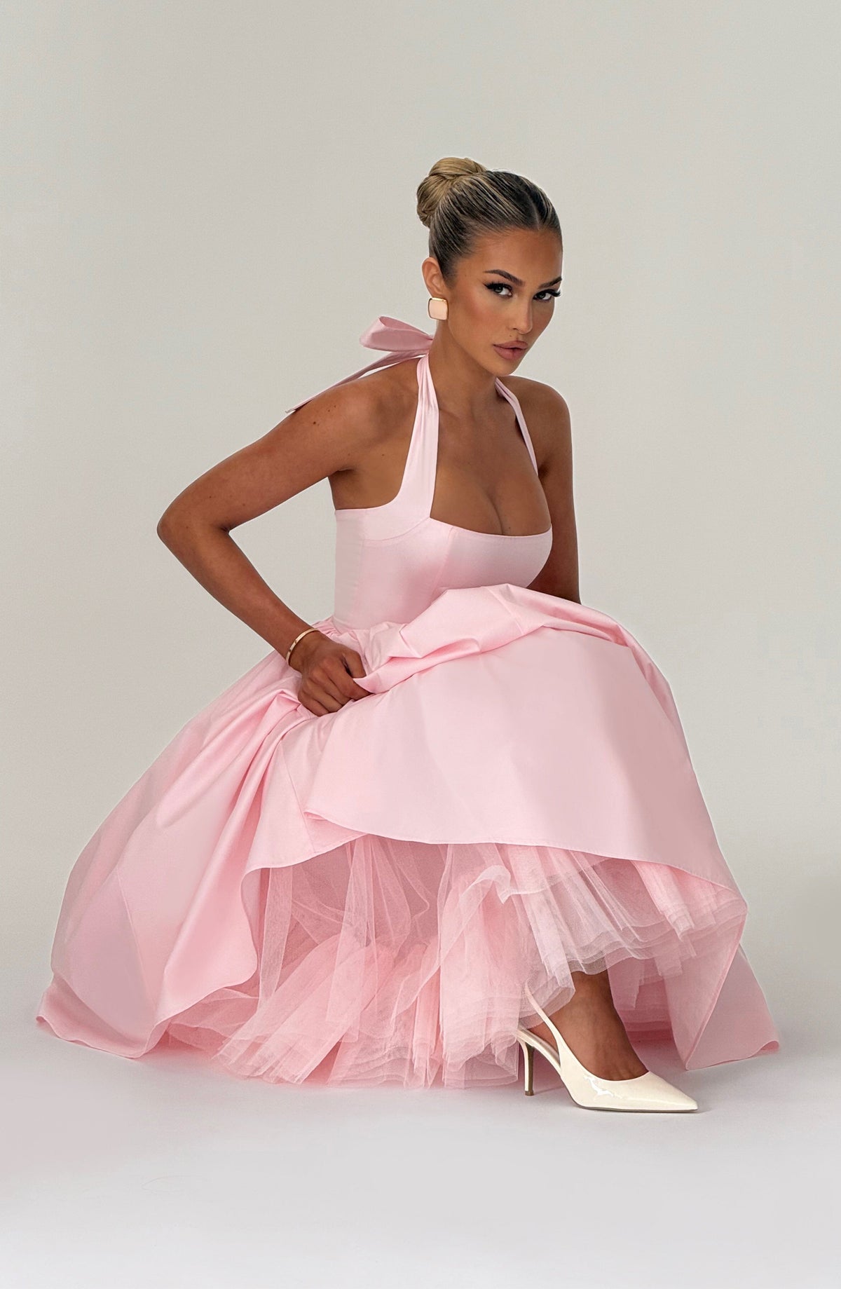 Cressia Midi Dress in Blush