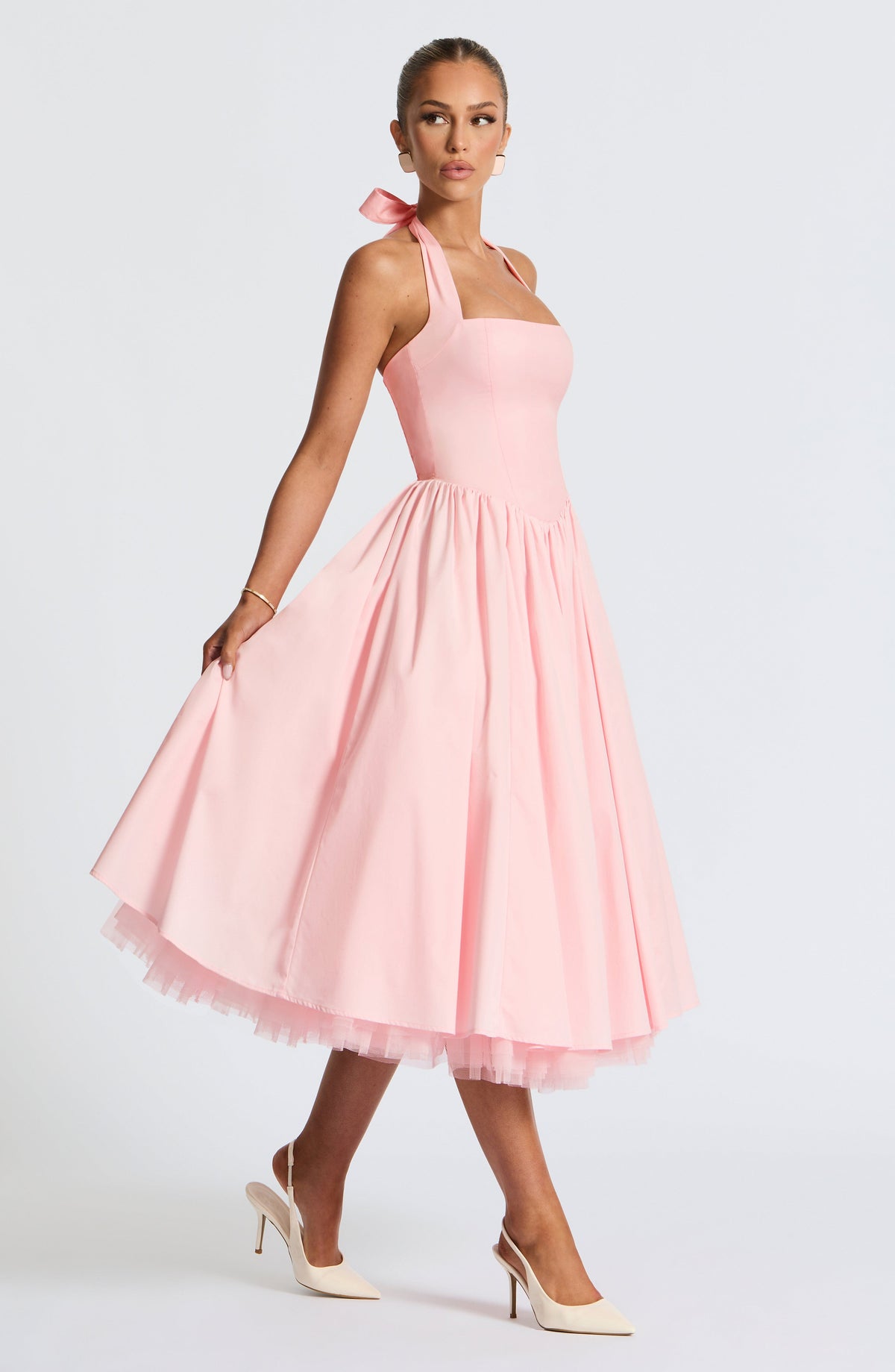 Cressia Midi Dress in Blush