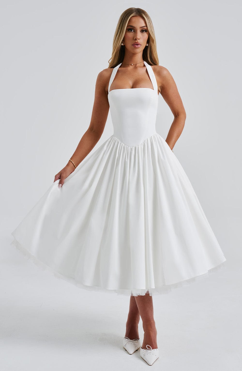 Cressia Midi Dress in Ivory