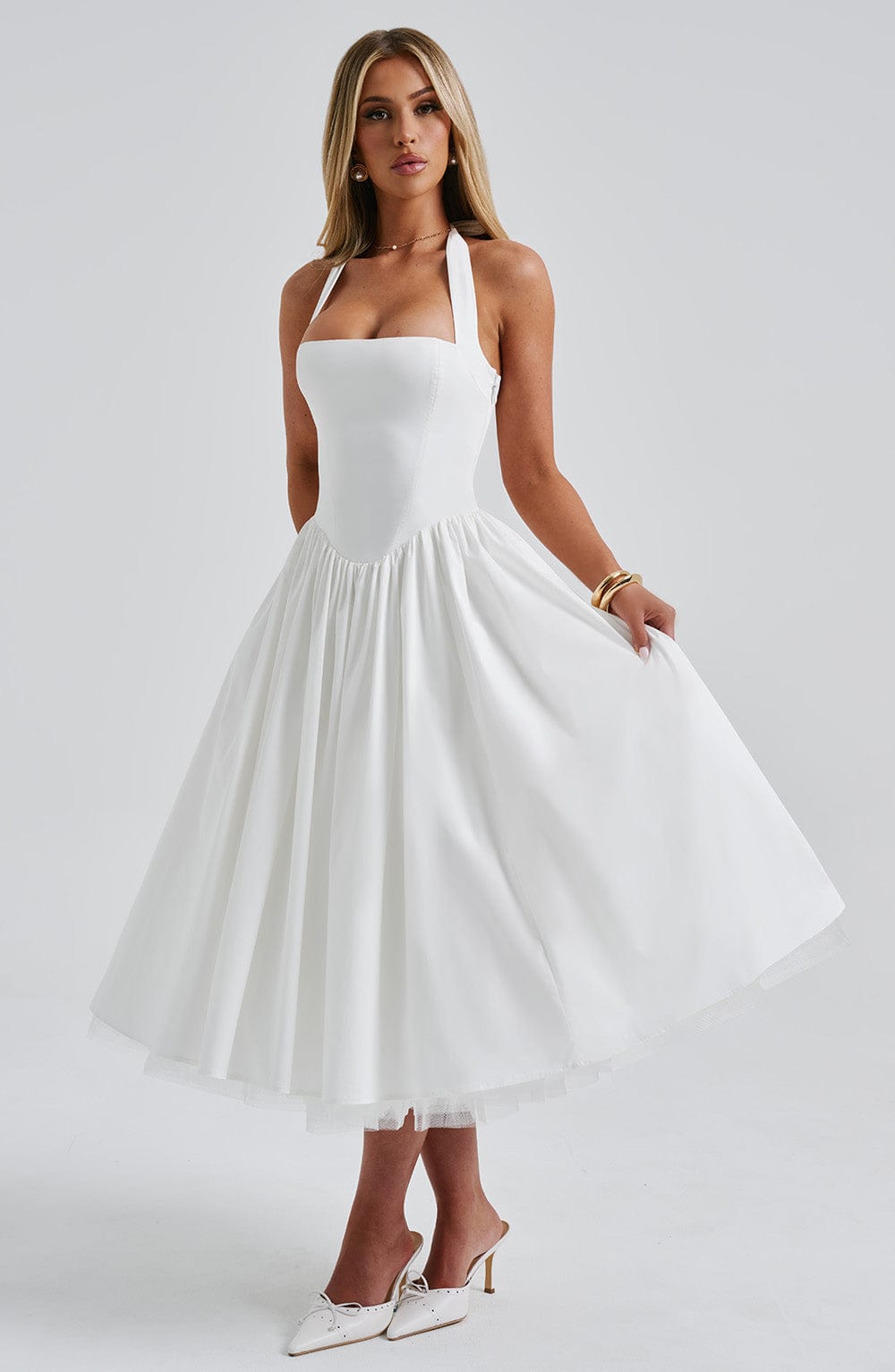 Cressia Midi Dress in Ivory