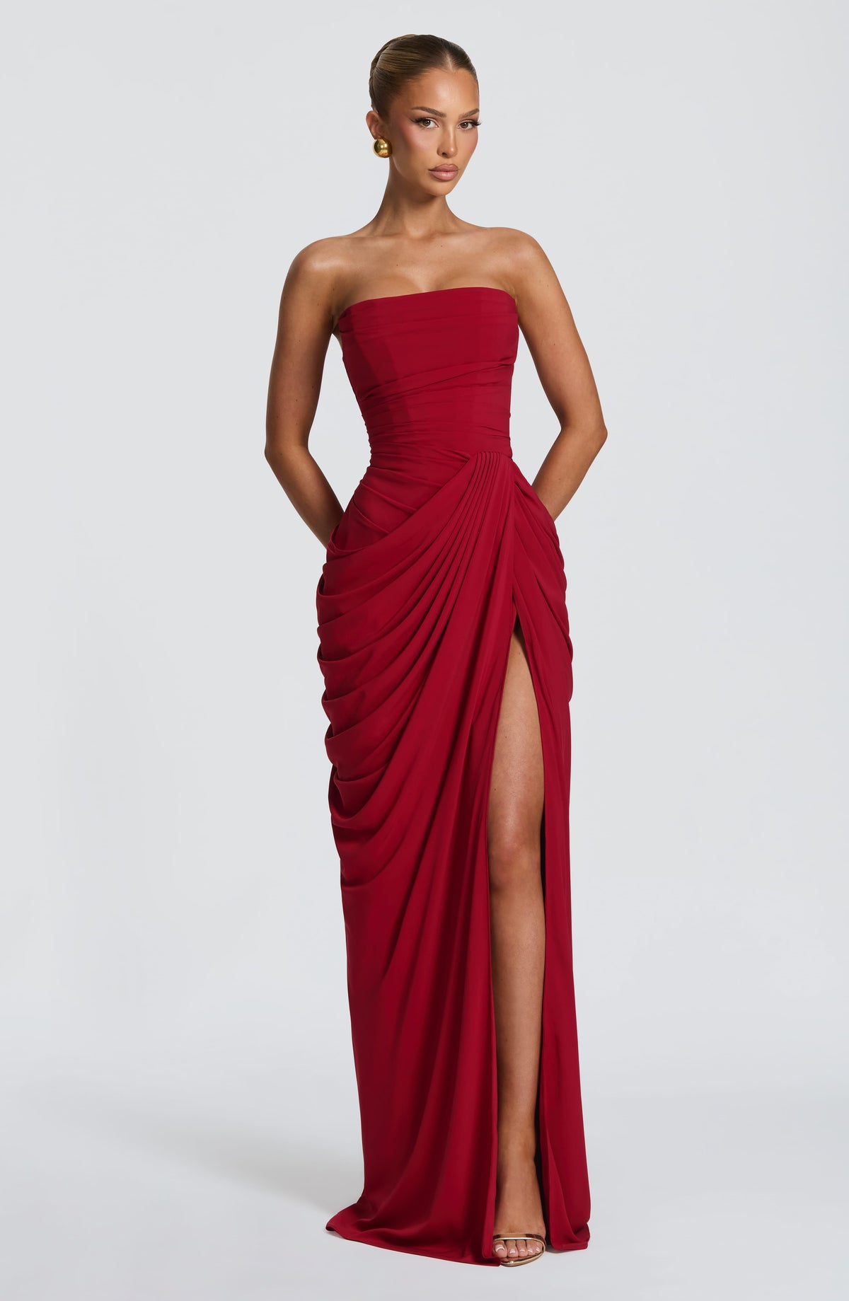 Cyrena Maxi Dress in Deep Red