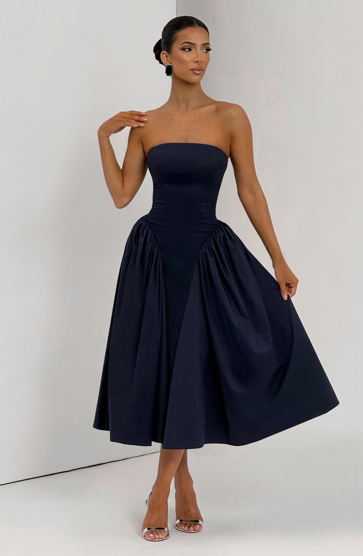 Darlena Midi Dress in Navy