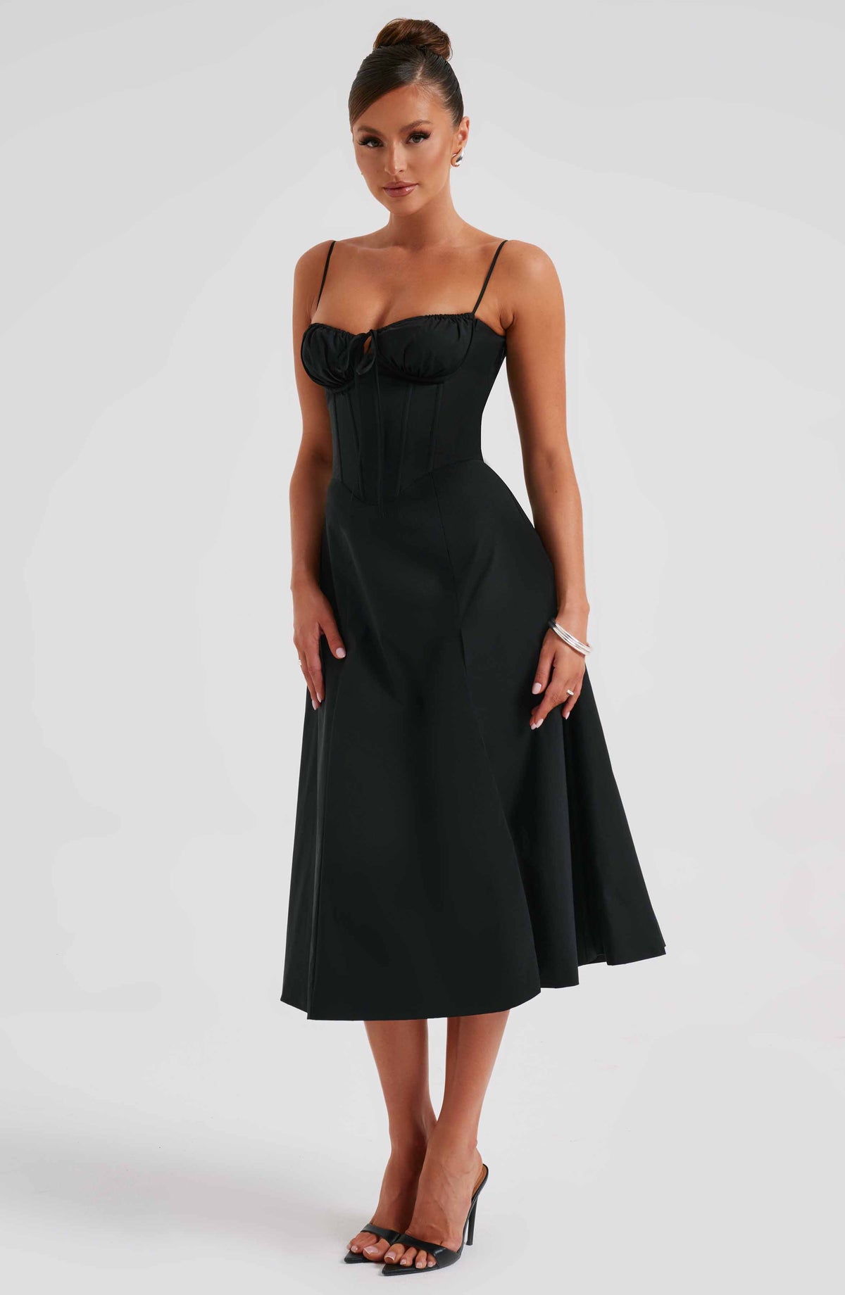 Deandra Midi Dress in Black