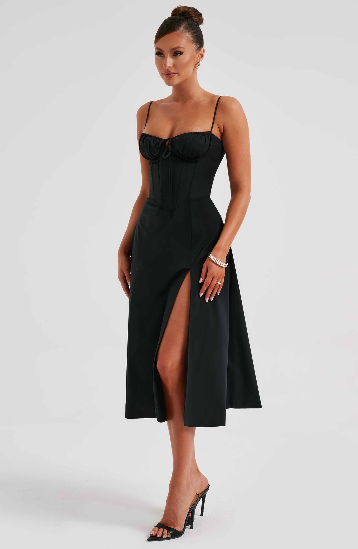Deandra Midi Dress in Black
