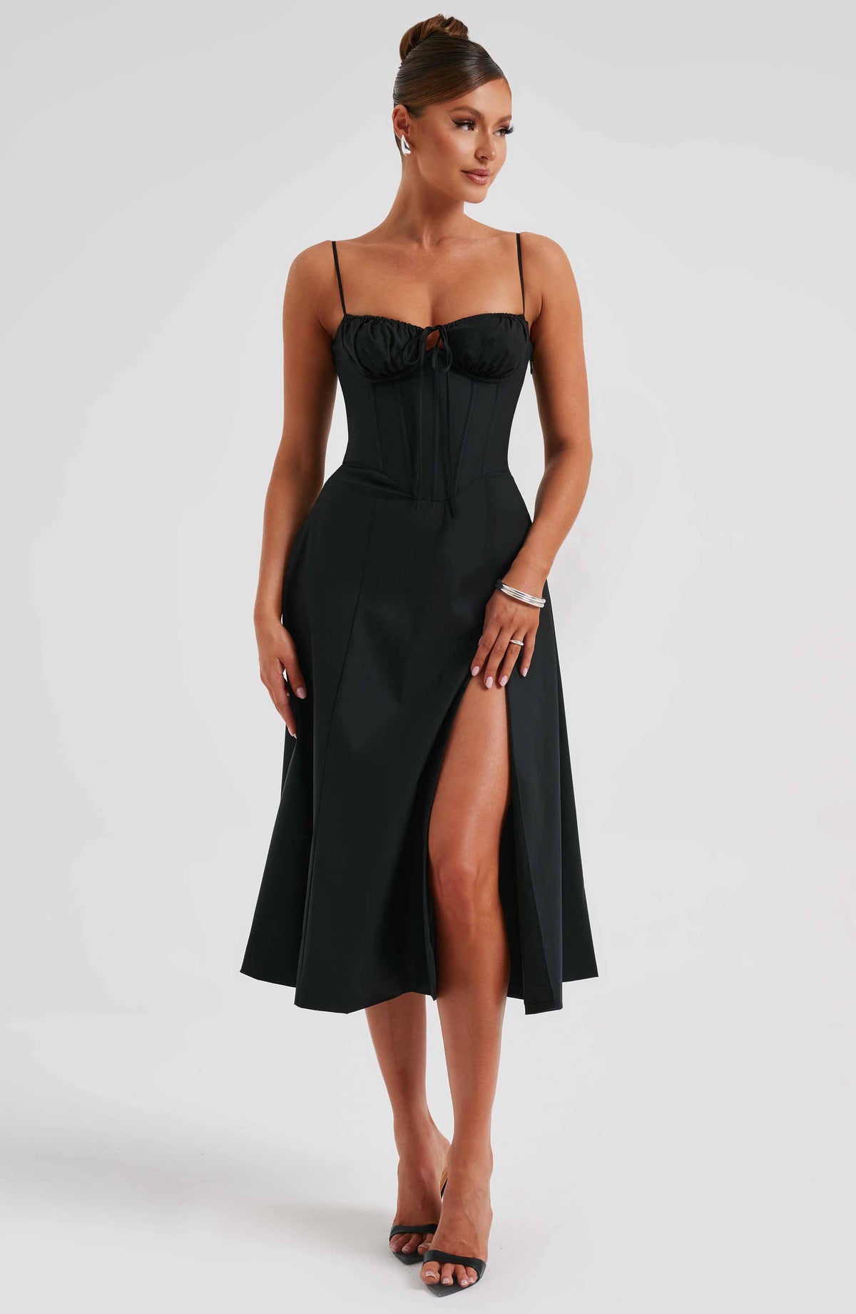Deandra Midi Dress in Black