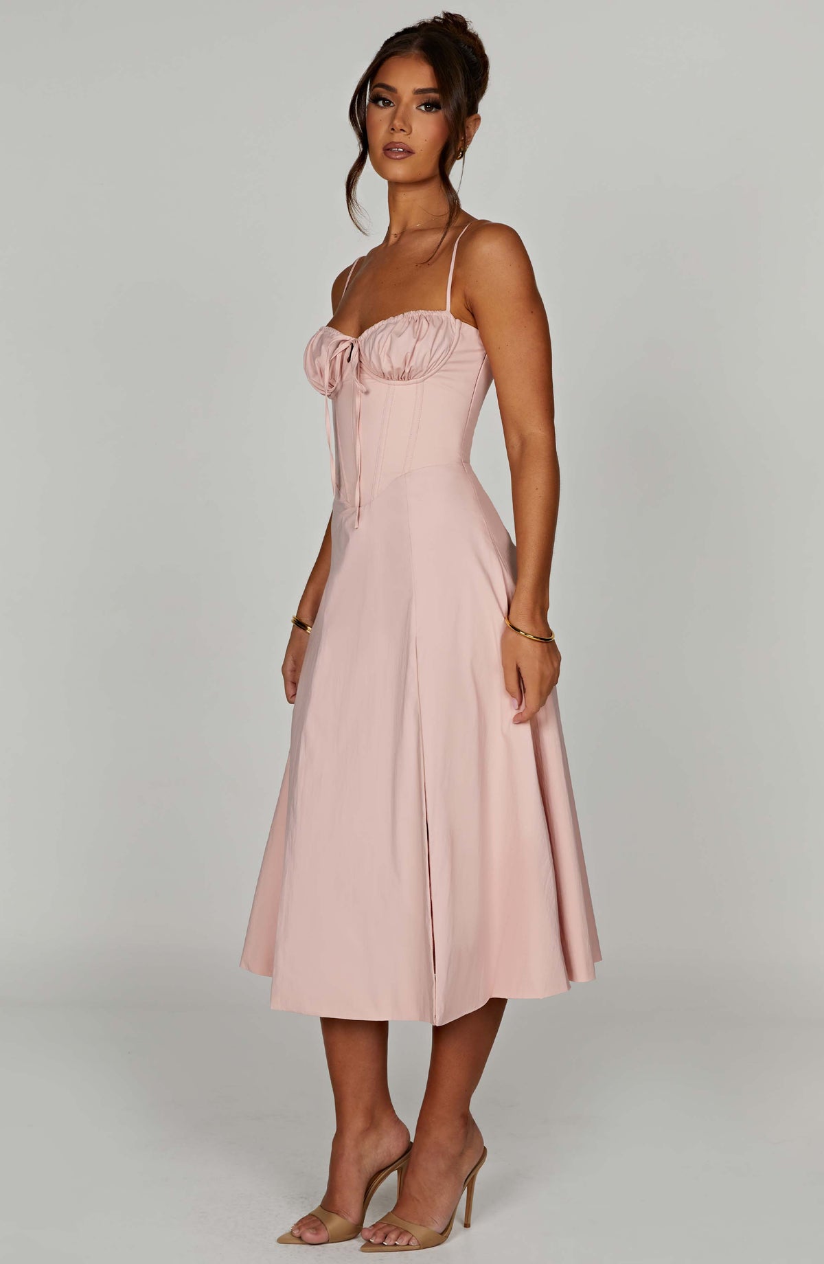 Deandra Midi Dress in Blush