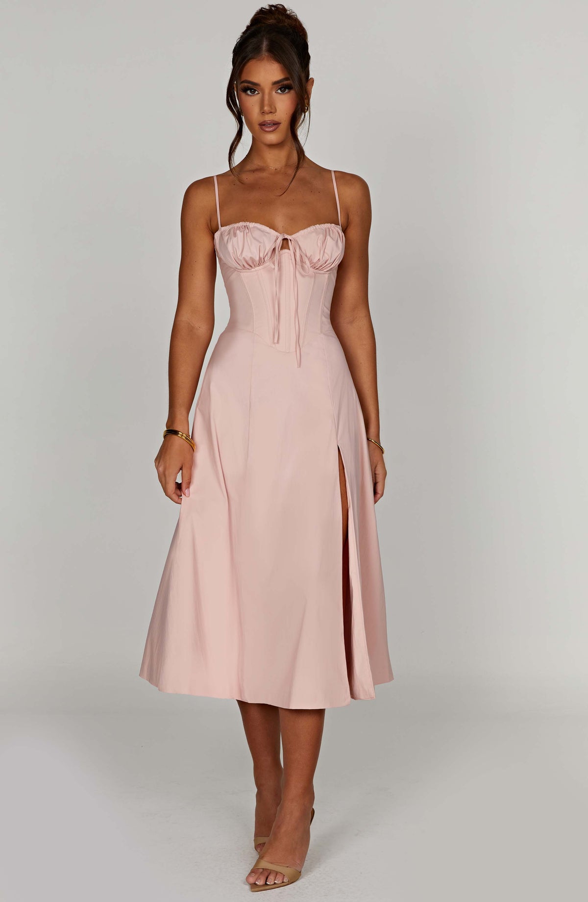 Deandra Midi Dress in Blush
