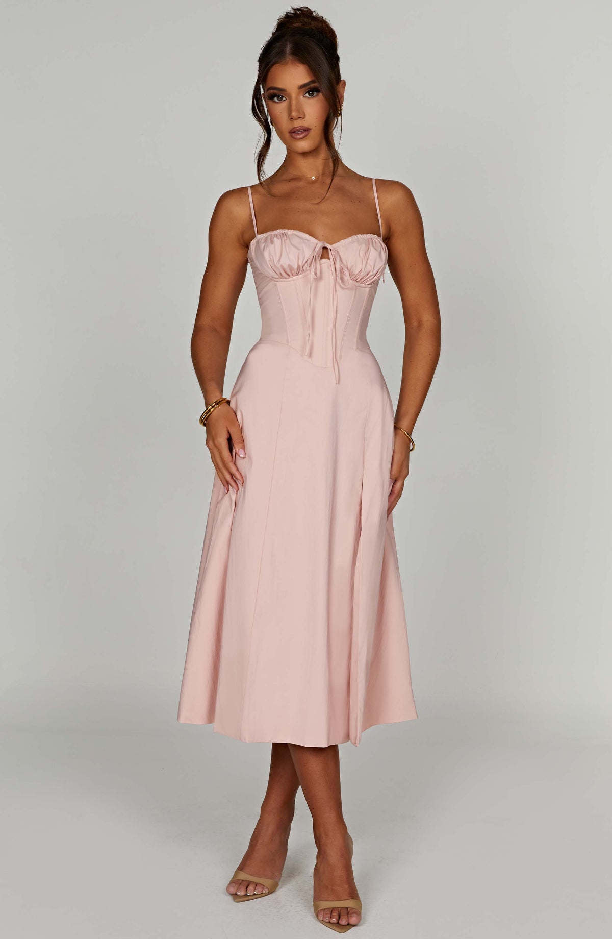 Deandra Midi Dress in Blush