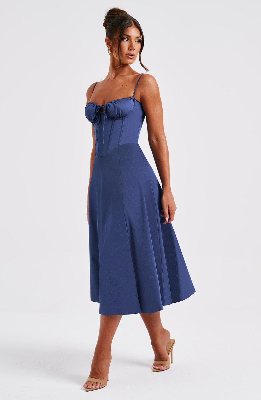 Deandra Midi Dress in Navy
