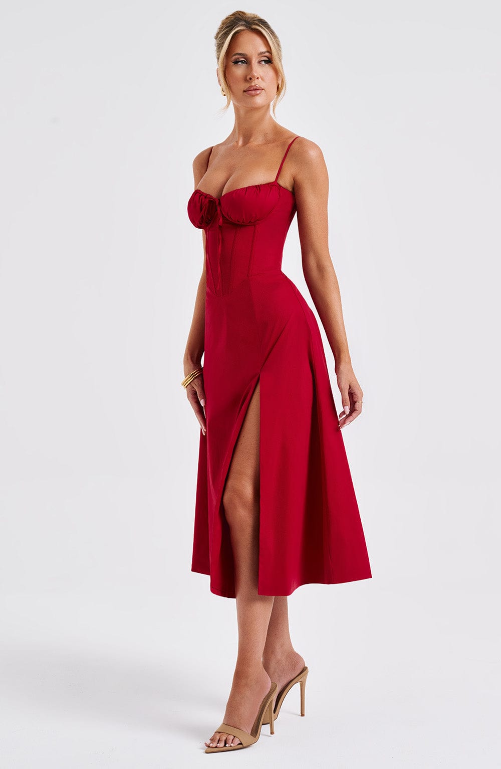 Deandra Midi Dress in Red