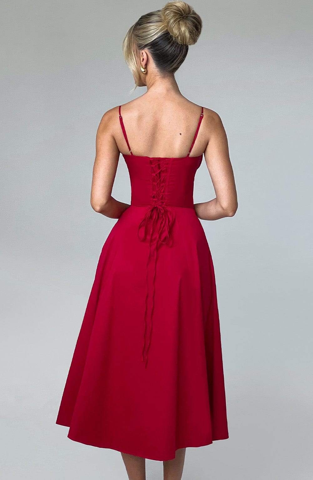 Deandra Midi Dress in Red